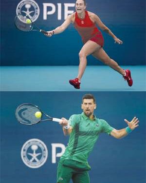 Djokovic advances to the Miami Open semifinals, while Sabalenka secures a spot in the final.