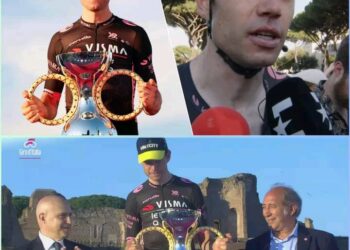 Schrijf een artikel over Wout Van Aert, waarin hij zijn vrouw in het zonnetje zet en zijn familie en fans bedankt voor zijn recente overwinning in de Giro als Meest Strijdbare Renner: “Jullie hebben me bijgestaan ​​tijdens nederlagen en overwinningen, mijn lieve fans…