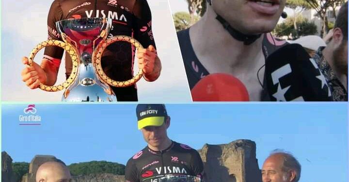 Schrijf een artikel over Wout Van Aert, waarin hij zijn vrouw in het zonnetje zet en zijn familie en fans bedankt voor zijn recente overwinning in de Giro als Meest Strijdbare Renner: “Jullie hebben me bijgestaan tijdens nederlagen en overwinningen, mijn lieve fans…